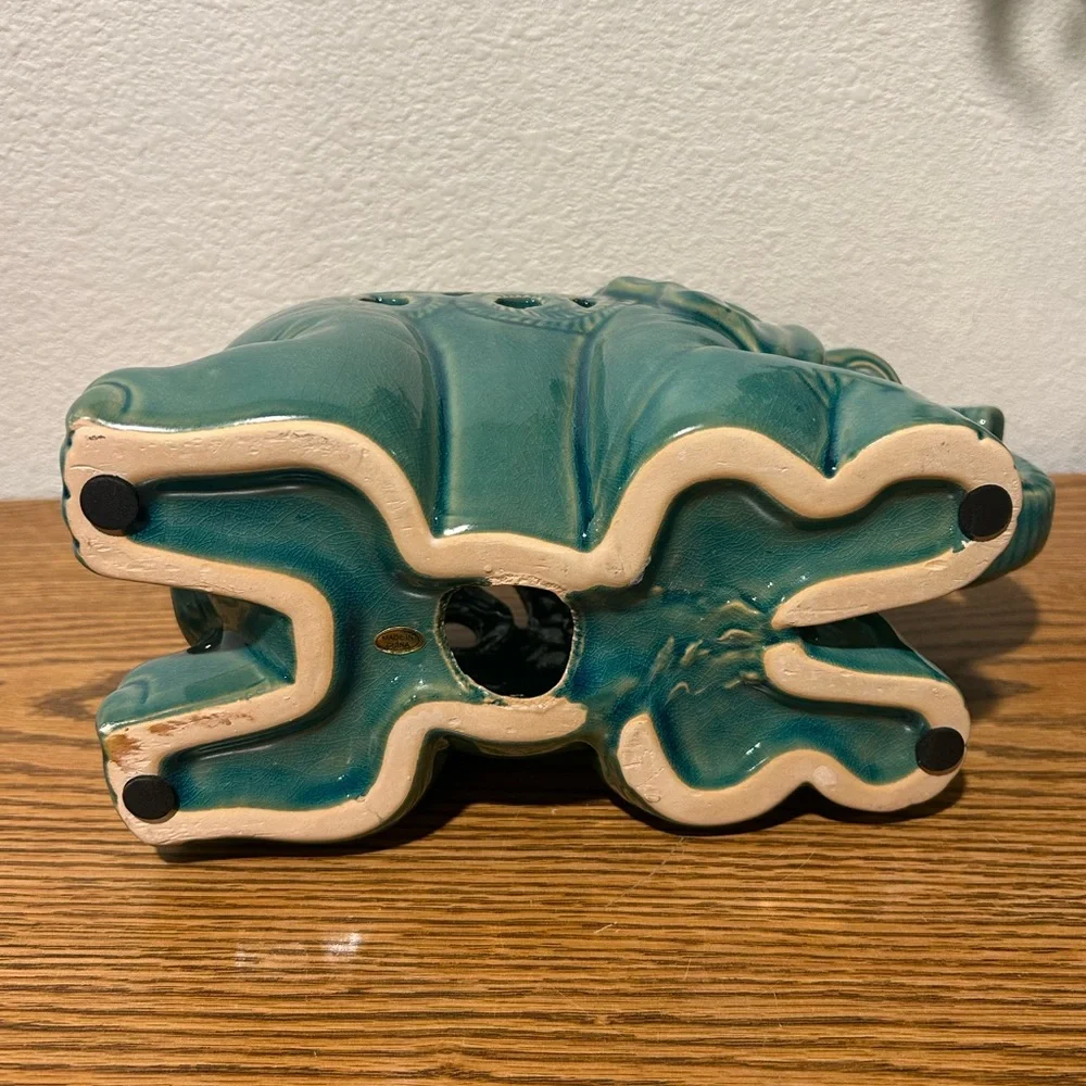 Teal Ceramic Open Fretwork Good Luck Elephant Figurine - Picture 7 of 13